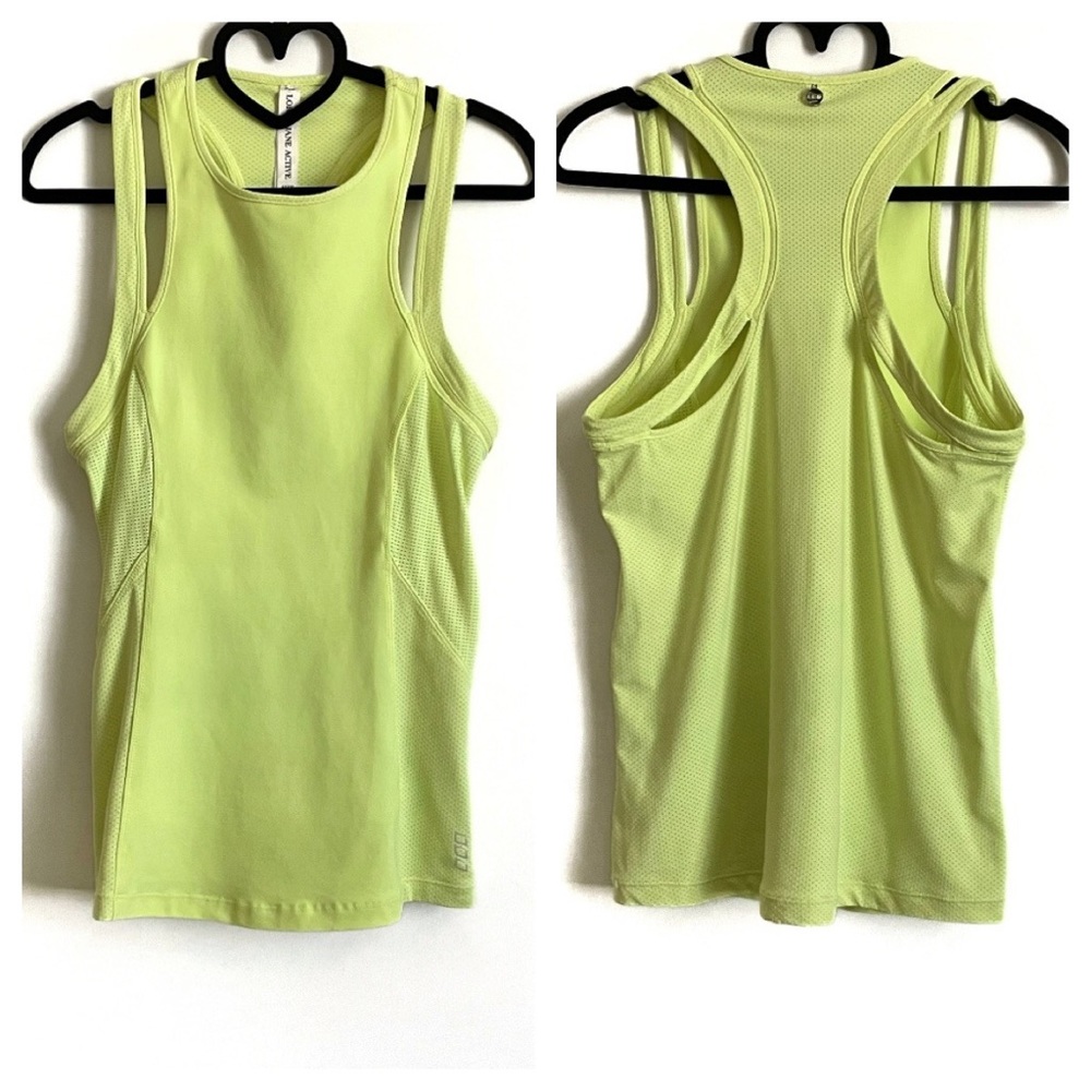 Lorna Jane Fluorescent Yellow Racerback Athletic Tank Top Size L - Picture 2 of 13